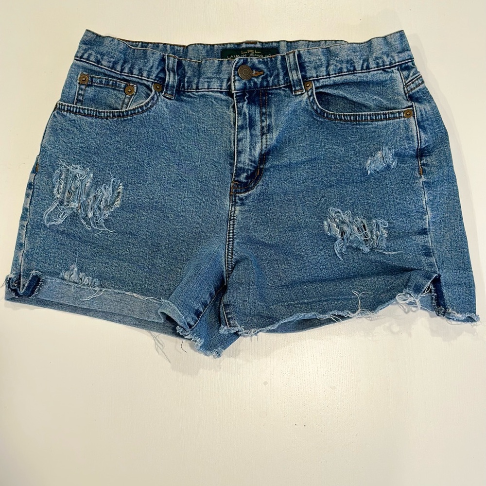 Blue Denim Distressed Women Shorts